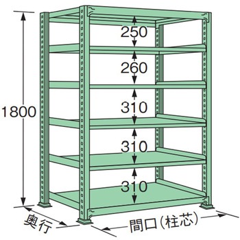 単体 中量棚200kg 高さ1800mm 浅香工業