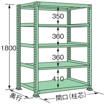 単体 中量棚250kg 高さ1800mm