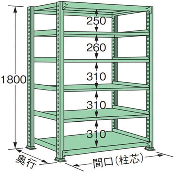 単体 中量棚250kg 高さ1800mm 浅香工業