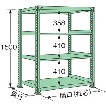 単体 中量棚300kg 高さ1500mm 浅香工業