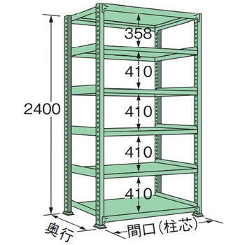 単体 中量棚300kg 高さ2400mm 浅香工業 軽・中量棚本体(単体) 【通販