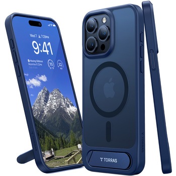 TORRAS - UPRO Pstand Case for iPhone 15 Pro [ Navy Blue] TORRAS