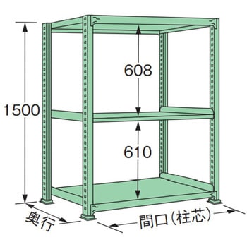 単体 中量棚500kg 高さ1500mm 浅香工業