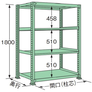 単体 中量棚500kg 高さ1800mm 浅香工業
