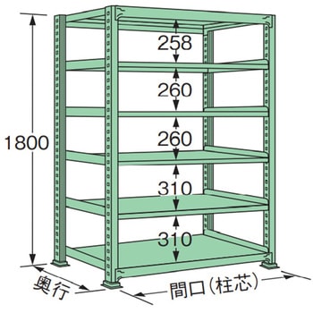 単体 中量棚500kg 高さ1800mm 浅香工業
