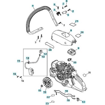 ゼノア エンジンチェーンソー G3401 部品 Flywheel & ignition assy ゼノア