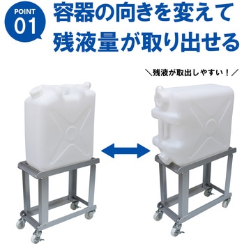 ごくかる360 (扁平缶20L用スタンド台車 ナイロ車輪4輪自在S2ケ付) エムあい