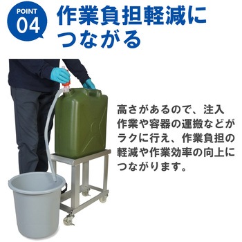 ごくかる360 (扁平缶20L用スタンド台車 ナイロ車輪4輪自在S2ケ付) エムあい