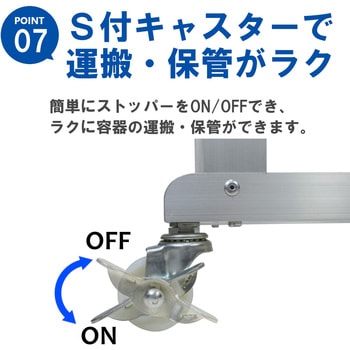 ごくかる360 (扁平缶20L用スタンド台車 ナイロ車輪4輪自在S2ケ付) エムあい