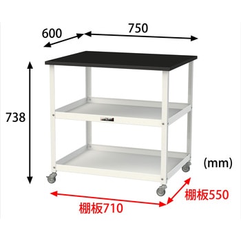 実験用/軽量作業用/キャスター付き_天板付きラボワゴン_高耐薬品ケミテクト天板_ワークテーブルLABシリーズ 山金工業