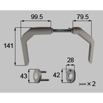 テラスドア用ハンドルセット D8SK1478B 新日軽(LIXIL)