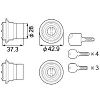 シリンダーセット 2ロック取替用(MIWA JNシリンダー)DCZZ5013 トステム(LIXIL)