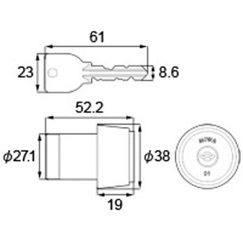 シリンダーセット 1ロック取替用(MIWA U9シリンダー) トステム(LIXIL)