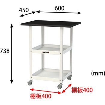 実験用/軽量作業用/キャスター付き_天板付きラボワゴン_高耐薬品ケミテクト天板_ワークテーブルLABシリーズ 山金工業