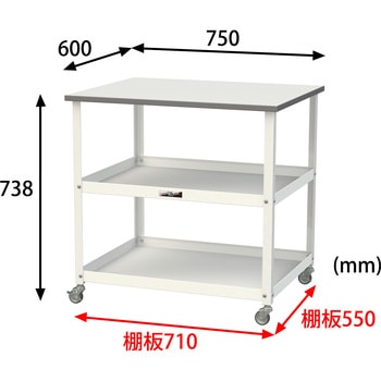 軽量作業用/キャスター付き_天板付き150ワゴン_低圧メラミン天板_ワークテーブル150シリーズ 山金工業