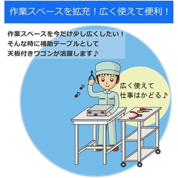 軽量作業台/キャスター付き_天板付き150ワゴン_低圧メラミン天板_ワークテーブル150シリーズ 山金工業