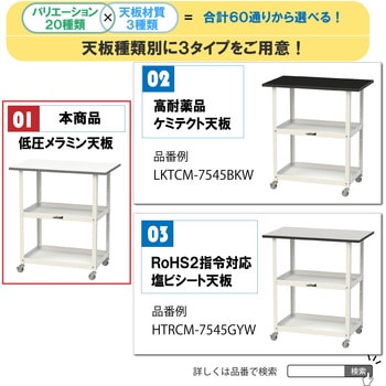 軽量作業台/キャスター付き_天板付き150ワゴン_低圧メラミン天板_ワークテーブル150シリーズ 山金工業