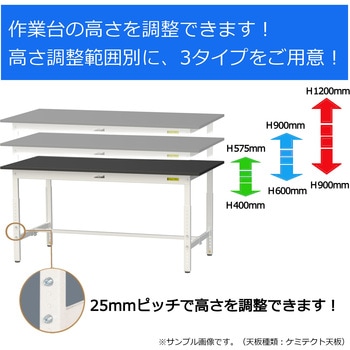 実験用軽量作業台/高さ調整_指紋レスメラミン天板_ワークテーブルLABシリーズ_実験用ラボテーブル 山金工業