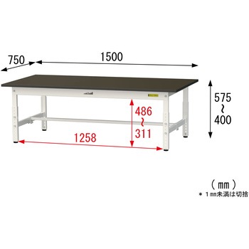 実験用軽量作業台/高さ調整_指紋レスメラミン天板_ワークテーブルLABシリーズ_実験用ラボテーブル 山金工業