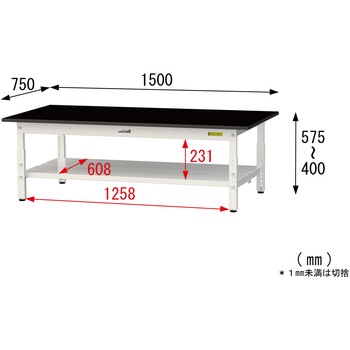 実験用軽量作業台/高さ調整_高耐薬品ケミテクト天板_全面棚付き_ワークテーブルLABシリーズ_実験用ラボテーブル 山金工業