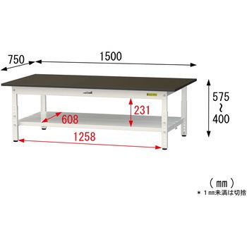 実験用軽量作業台/高さ調整_指紋レスメラミン天板_全面棚付き_ワークテーブルLABシリーズ_実験用ラボテーブル 山金工業