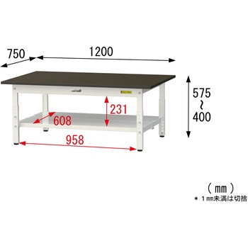 実験用軽量作業台/高さ調整_指紋レスメラミン天板_全面棚付き_ワークテーブルLABシリーズ_実験用ラボテーブル 山金工業