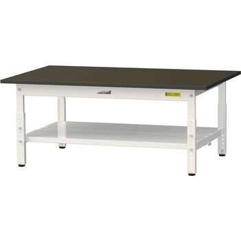 実験用軽量作業台/高さ調整_指紋レスメラミン天板_全面棚付き_ワークテーブルLABシリーズ_実験用ラボテーブル 山金工業