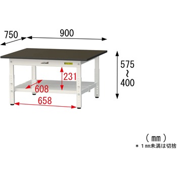 実験用軽量作業台/高さ調整_指紋レスメラミン天板_全面棚付き_ワークテーブルLABシリーズ_実験用ラボテーブル 山金工業