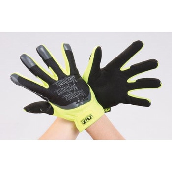 [LL] 手袋・メカニック(合成革/蛍光イエロー/耐切創) エスコ