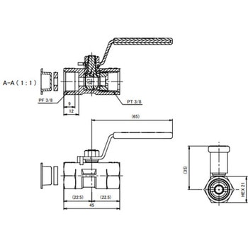 G3/8"xRc3/8" ゲージ用ボールバルブ(ステンレス製) エスコ