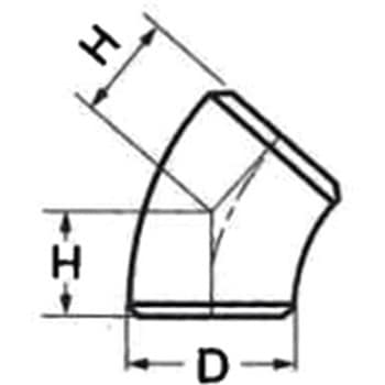2"   溶接 45°エルボ(ステンレス製) - エスコ