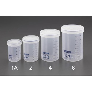 Φ124x171mm/1450ml 密閉容器(丸型/目盛付) エスコ