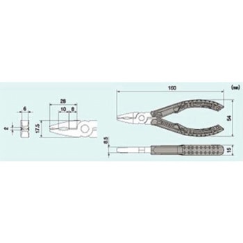 160mm ねじプライヤー(ネジザウルス/ホルダー付) - エスコ