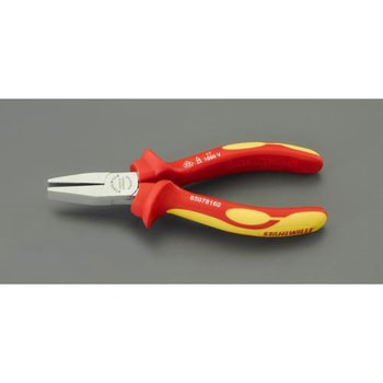160mm 絶縁フラットノーズプライヤー エスコ