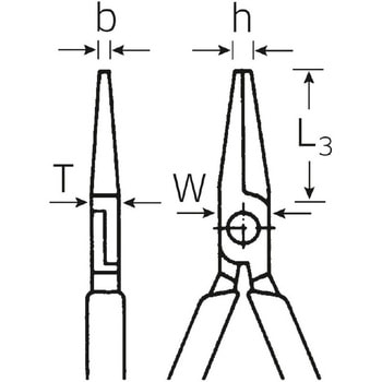160mm 絶縁フラットノーズプライヤー エスコ