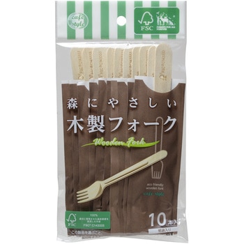 木製フォーク 紙袋 10本入 ストリックスデザイン