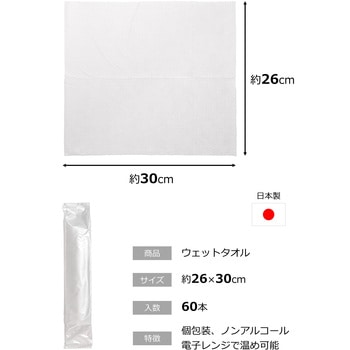 個包装 厚手ウェットタオル 60枚入 ストリックスデザイン
