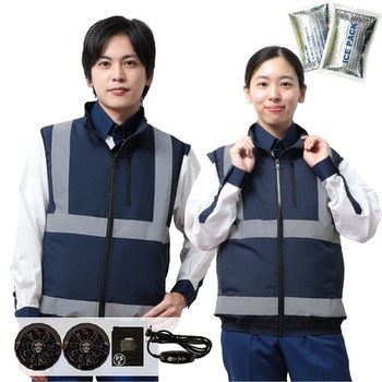 冷感保冷剤付 空調付き安全ベスト 3022S +バッテリーセット STATUSUNI(ステータスユニ)