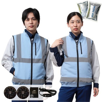 冷感保冷剤付 空調付き安全ベスト 3022S +バッテリーセット STATUSUNI(ステータスユニ)