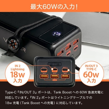 VEGER【VEGER Tank Boost】容量56000mAhで最大130W出力に対応したモバイルバッテリー VEGER(ベガー)