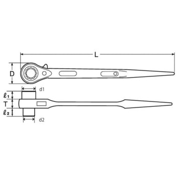 22x24mm/358mm 両口ラチェットレンチ(シノ付) - エスコ