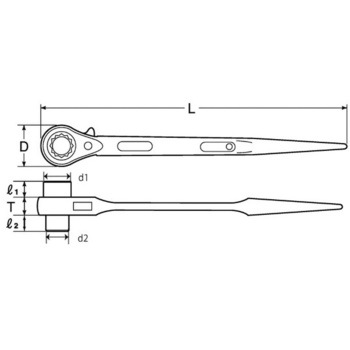 32x35mm/460mm 両口ラチェットレンチ(シノ付) エスコ