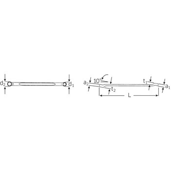 1・1/8"x1・1/4" 両口めがねレンチ(ロング) エスコ