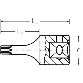 1/4"DR/T25 [Bore Torx]ビットソケット(イジリ止付) エスコ