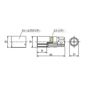 1/2"DRx17mm ホイールナット用ソケット(プロテクター付) エスコ
