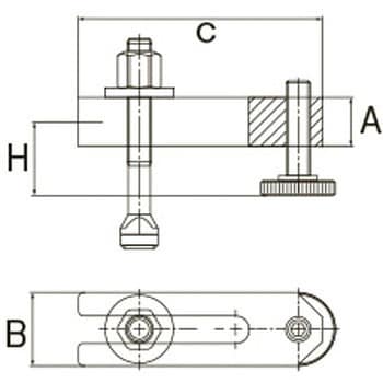 EA637BG-20 M20/200mm サポートスクリュー付ステップクランプ 1個