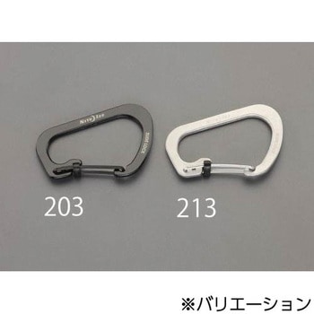 60x40mm D型カラビナ(ロック付/シルバー) エスコ