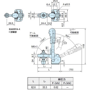 100kg トグルクランプ - エスコ