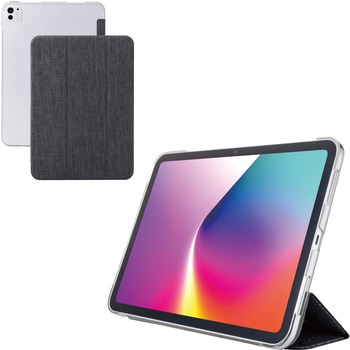 iPad Pro ケース 11インチ ( M4 ) ファブリックフラップ 2アングル スタンド 軽量 薄型 背面クリア エレコム