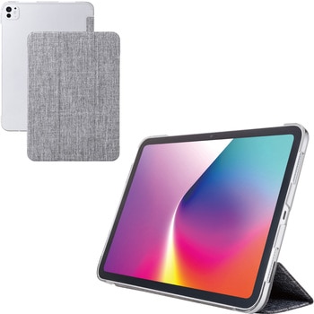 iPad Pro ケース 11インチ ( M4 ) ファブリックフラップ 2アングル スタンド 軽量 薄型 背面クリア エレコム